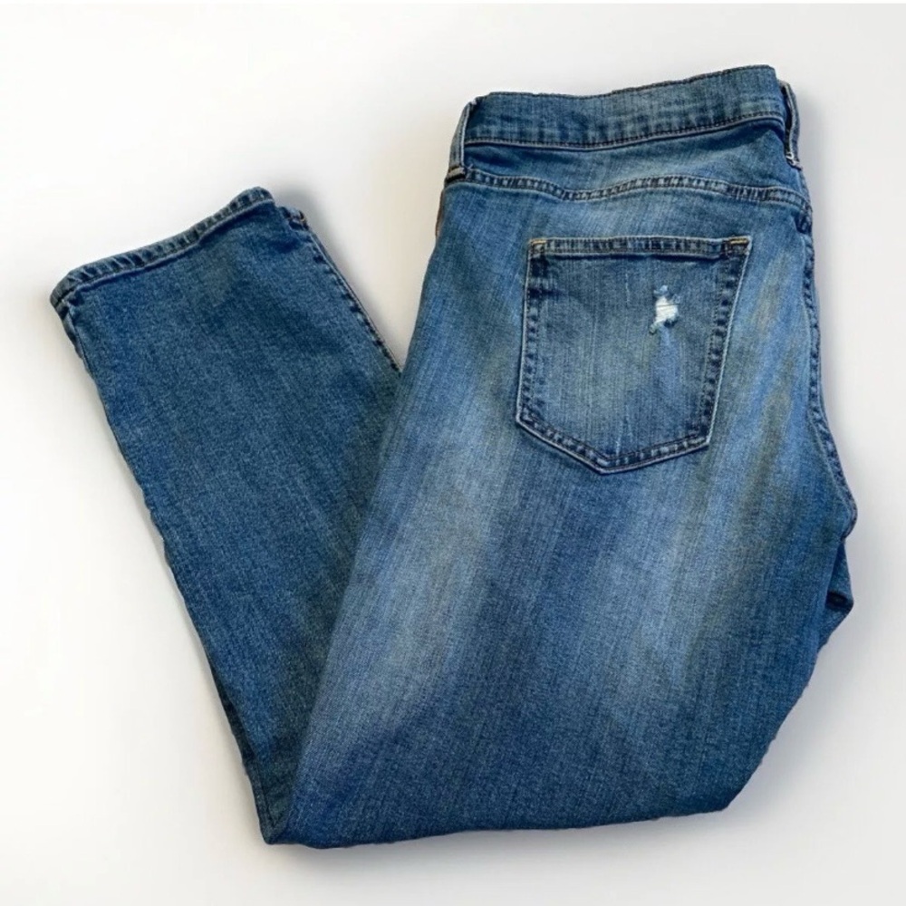 GAP 1969 32r Girlfriend Jeans Distressed Blue Denim Stretch 34 X 26